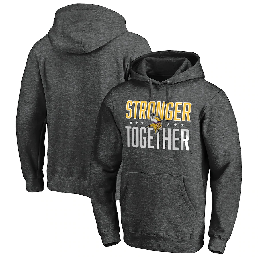 Men's Minnesota Vikings Heather Charcoal Stronger Together Pullover Hoodie